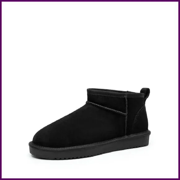 Genuine Suede Ankle Boots with Faux Fur Lining & Memory Foam